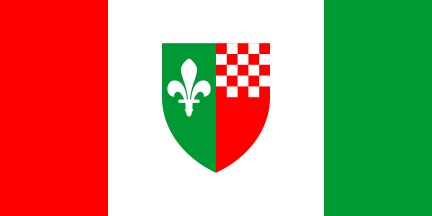 [Vertical tricolour with shield]